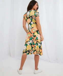 Abstract Floral Jersey Dress