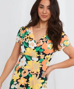 Abstract Floral Jersey Dress