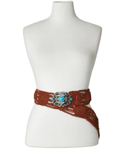 Boho Jewel Buckle Leather Belt