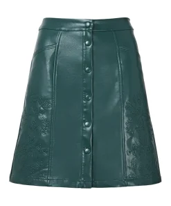 Enchanting Embroidered PU Skirt