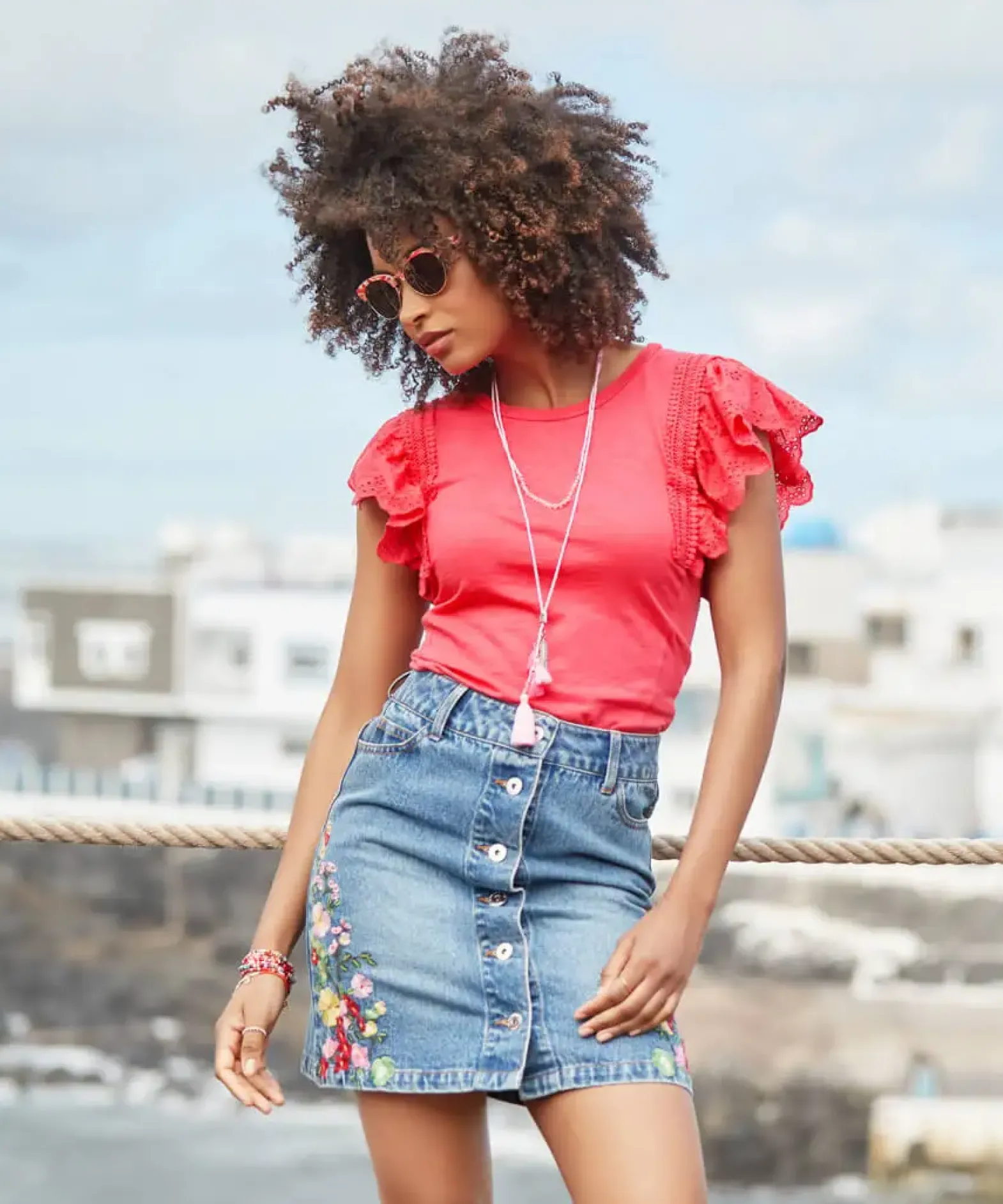 Fabulous Flora Denim Skirt