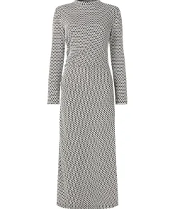 Geo Jacquard Ruched Side Jersey Dress