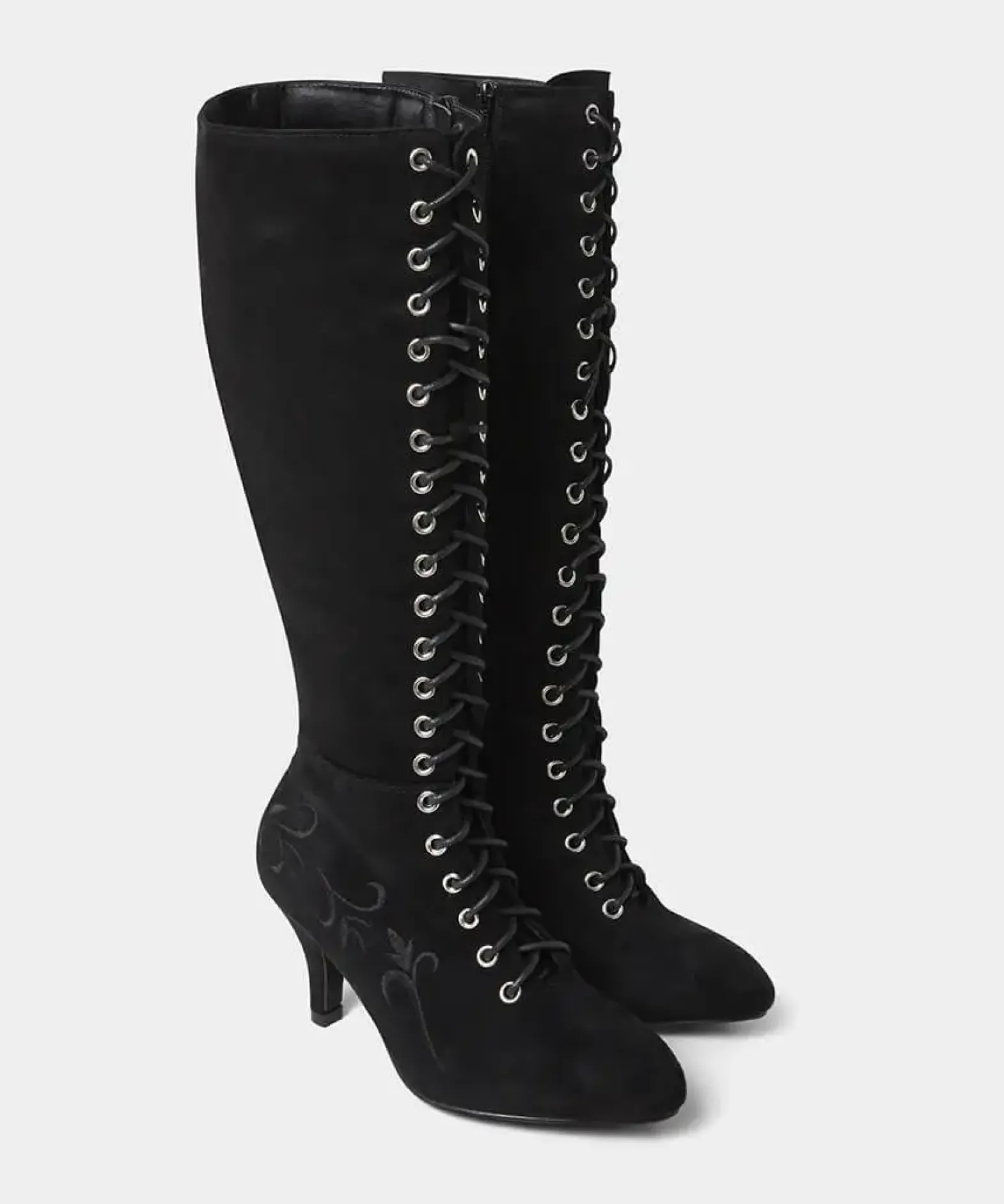 Layla Lace Up Embroidered Boots