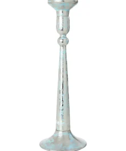 Nouveau Distressed Blue Candle Holder