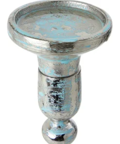 Nouveau Distressed Blue Candle Holder