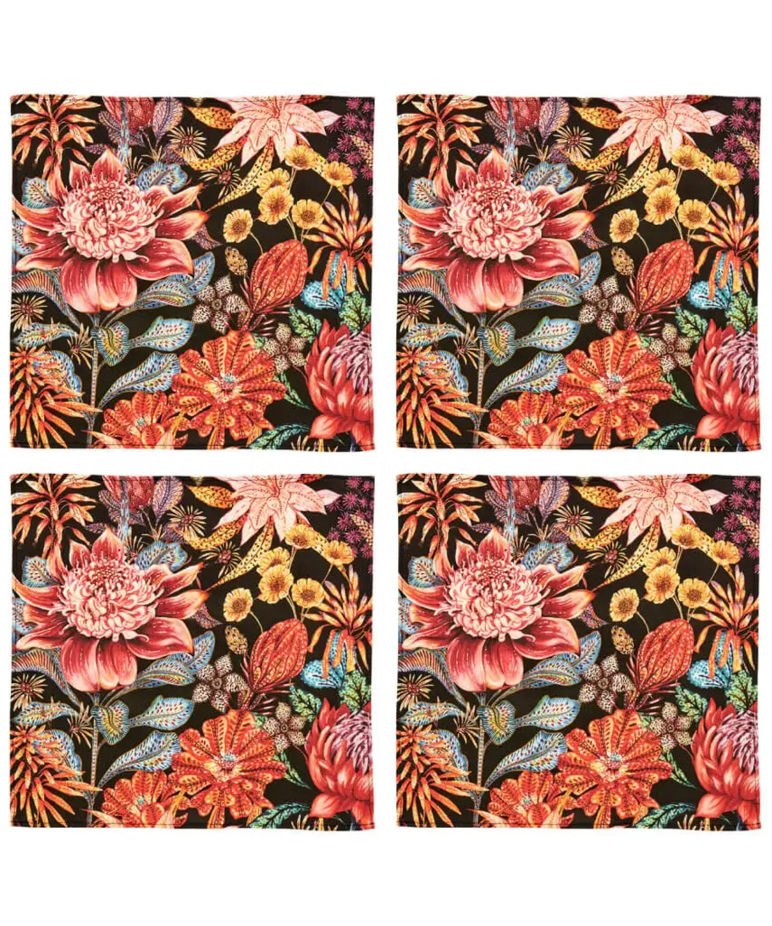 Pack Of 4 Fantastically Floral Cotton Napkins