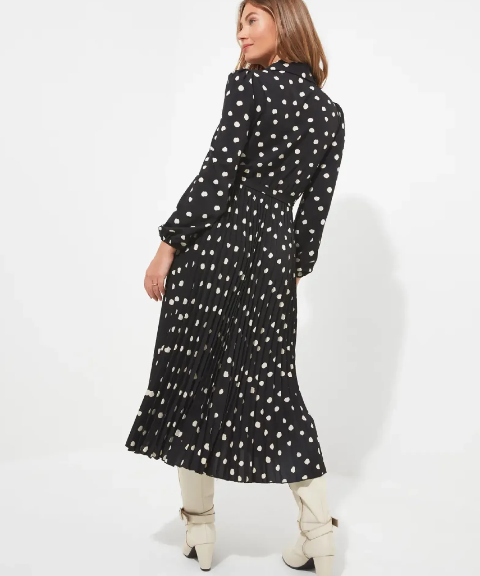 Polly Spot Pleat Dress