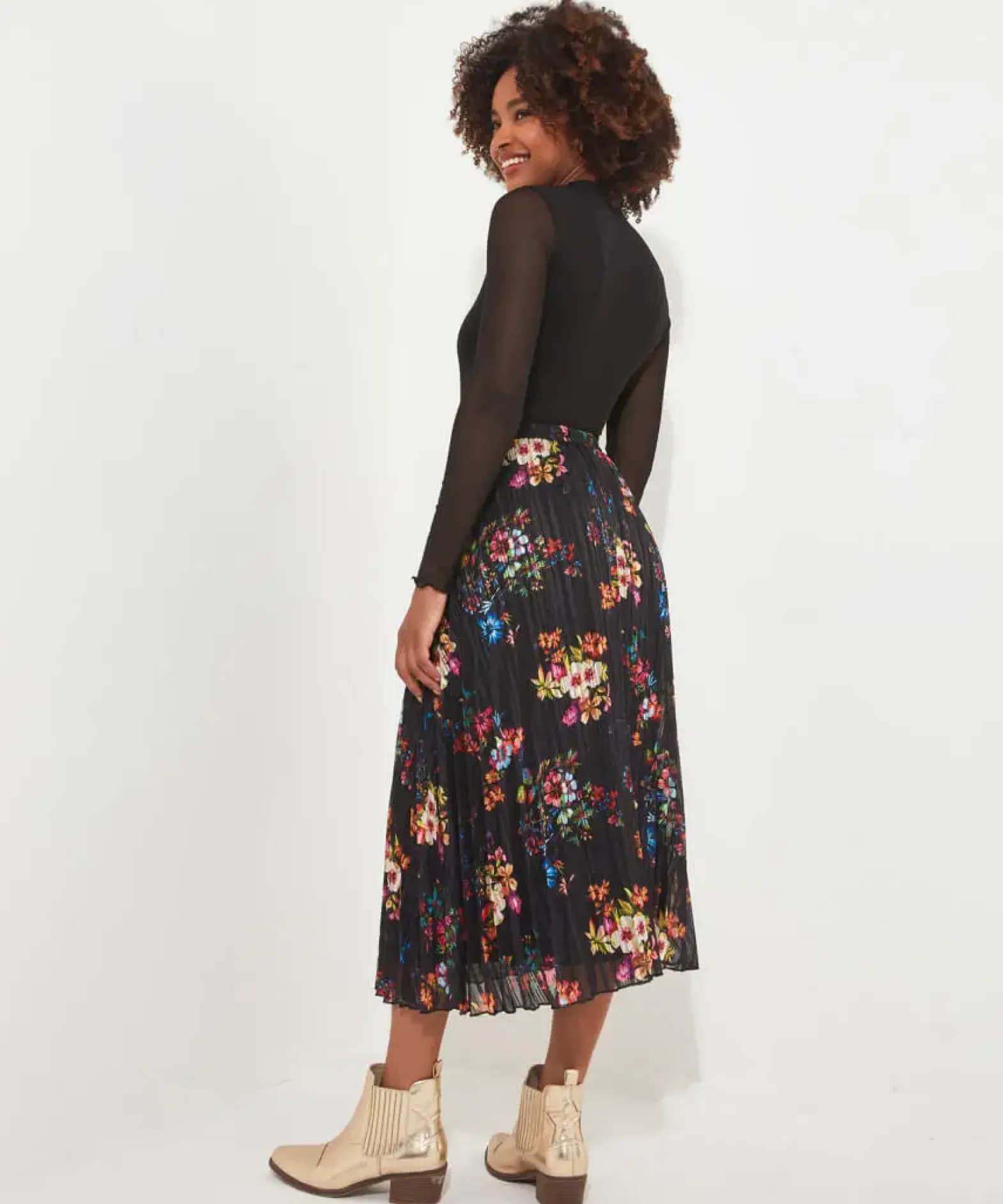 Pop Of Colour Pleated Skirt