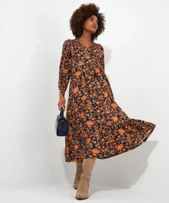 Rich Floral Jersey Dress