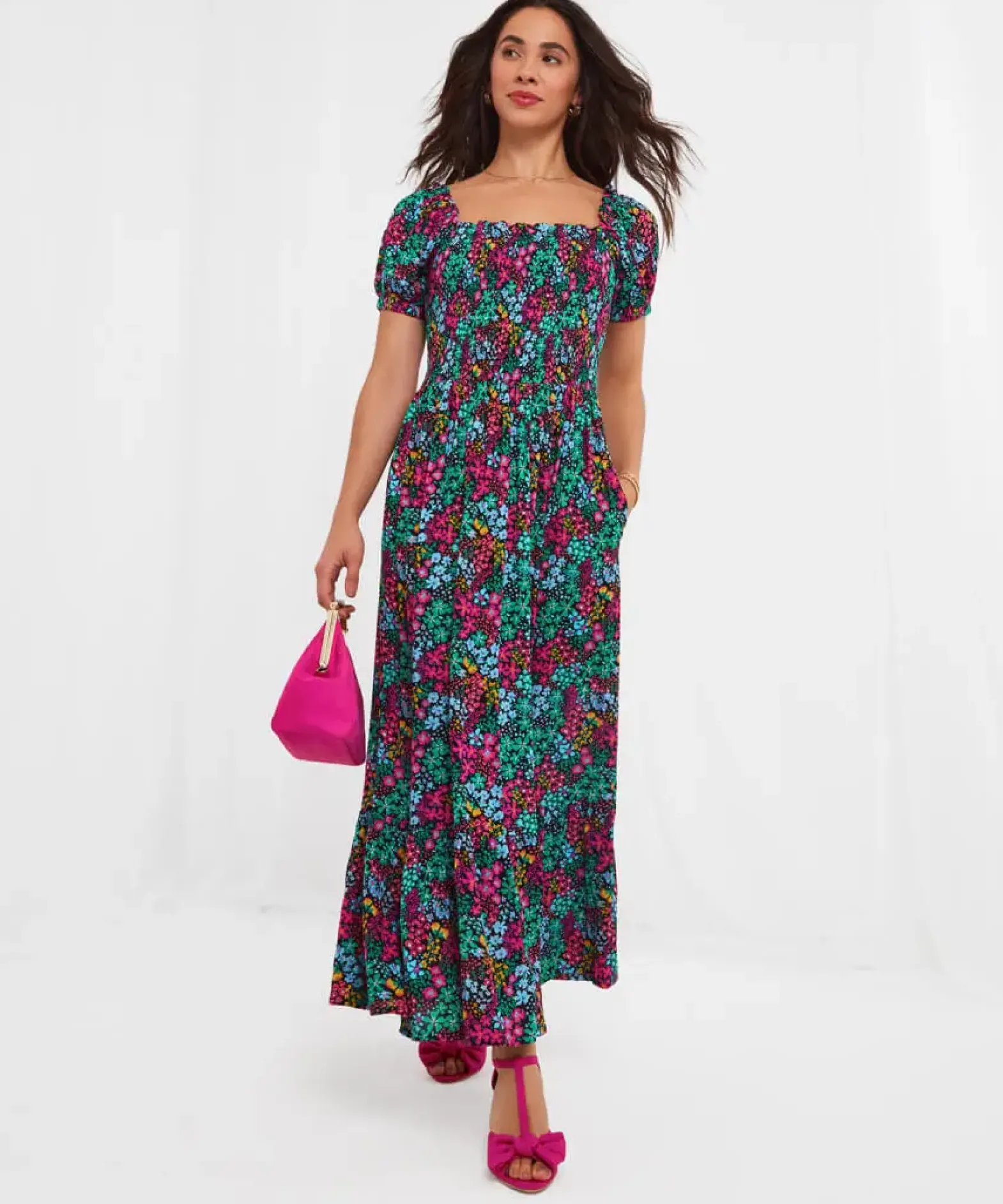 Serena Shirred Boho Dress