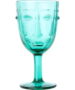 Set Of 6 Deco Face Wine Glasses
