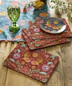 Set Of 4 Folk Floral Placemats