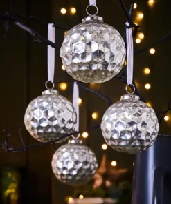 Set Of 4 Honeycomb Christmas Baubles