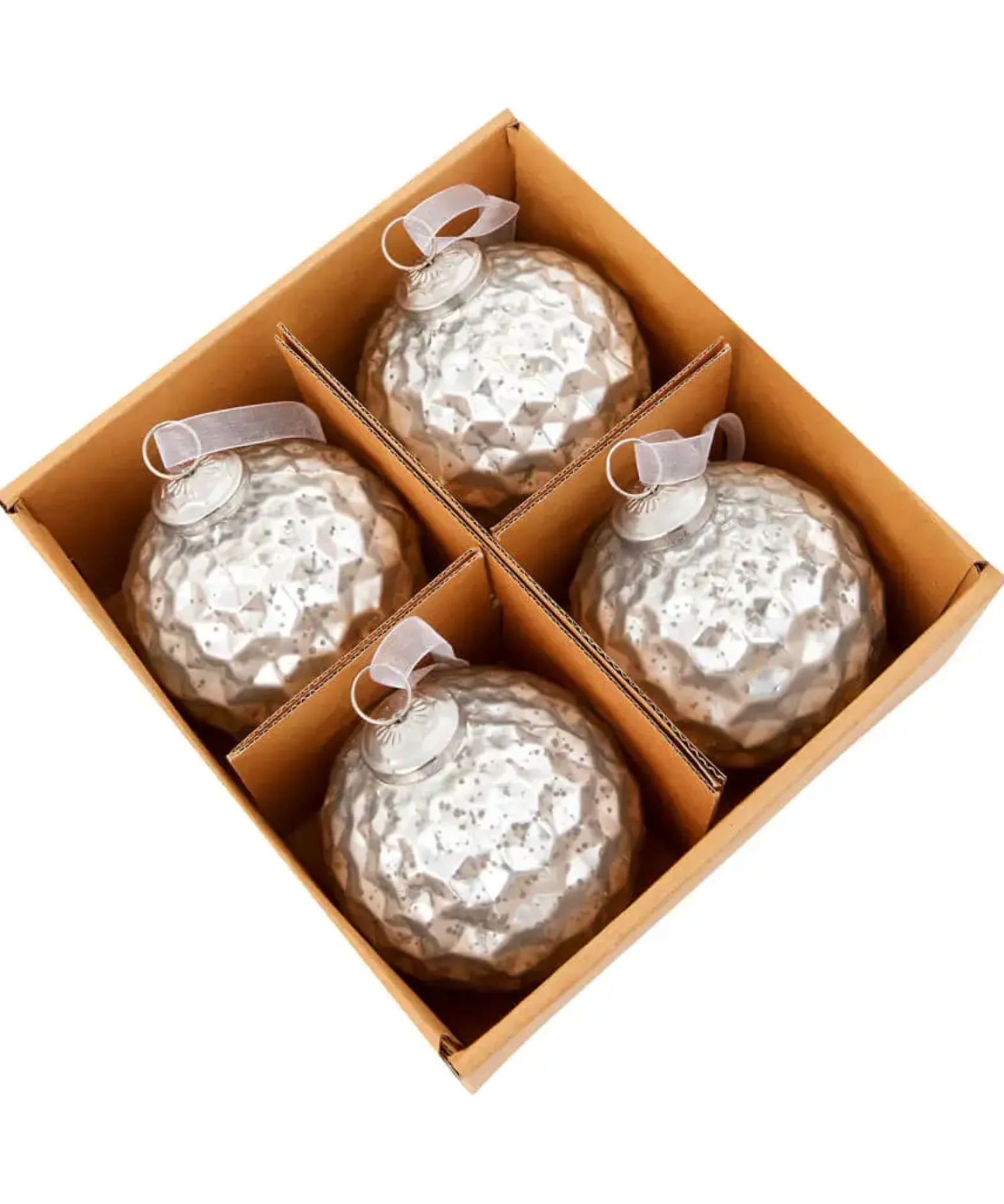 Set Of 4 Honeycomb Christmas Baubles