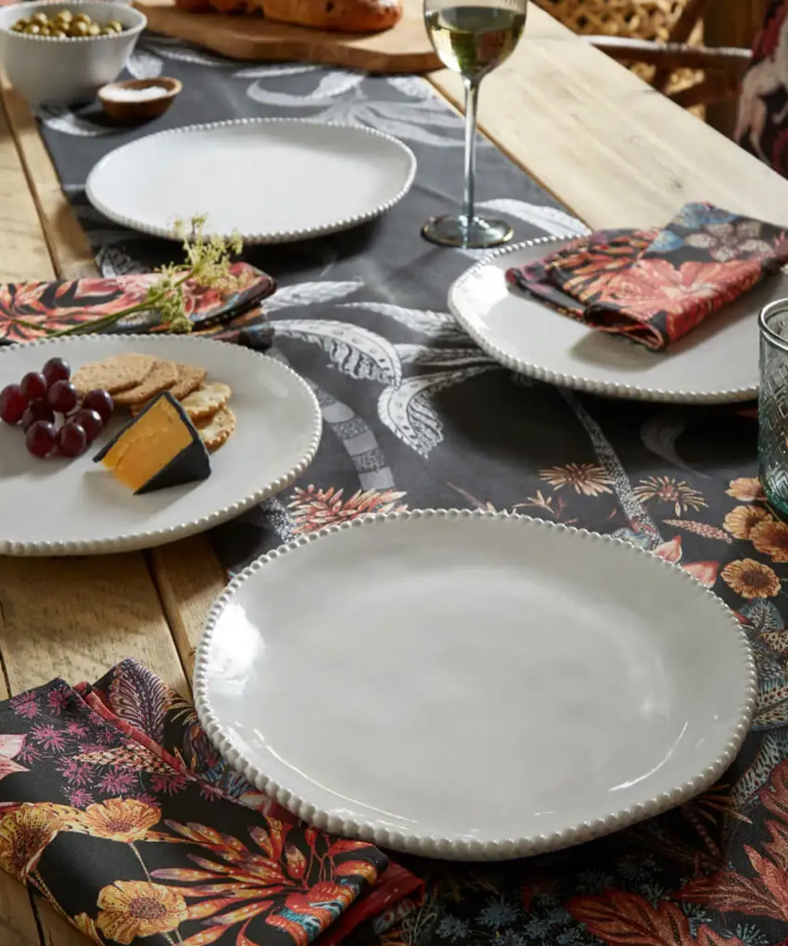 Set of 4 Organic Beaded Dinner Plates
