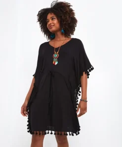 Tassel Trim Boho Beach Cover Up