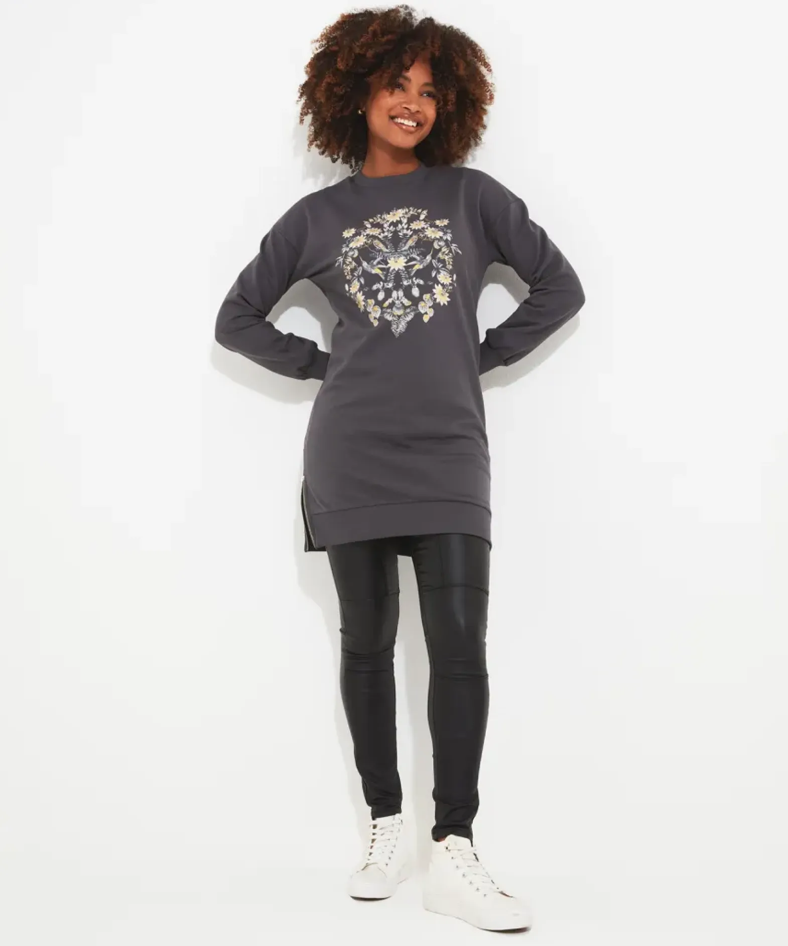 Zip Sweat Tunic Dress